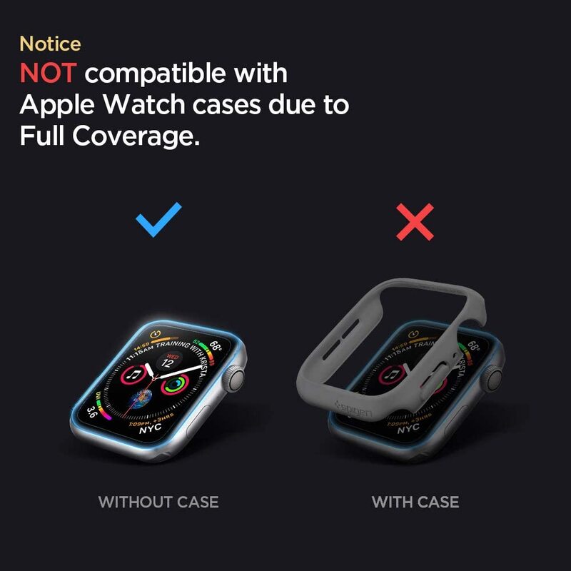 Spigen Apple Watch 40mm (Series 5 / 4) Tempered Glass Screen Protector Pro Flex EZ Fit (2-Pack) with Auto Align technology tray