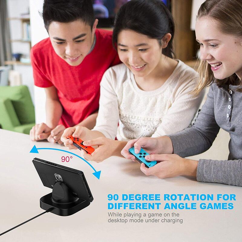 Gamewill 90° Rotating Charging Bracket for Nintendo Switch, Black