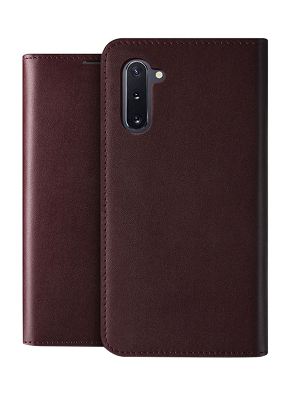 Vrs Design Samsung Galaxy Note 10 Genuine Leather Diary Wallet Mobile Phone Case Cover, Wine