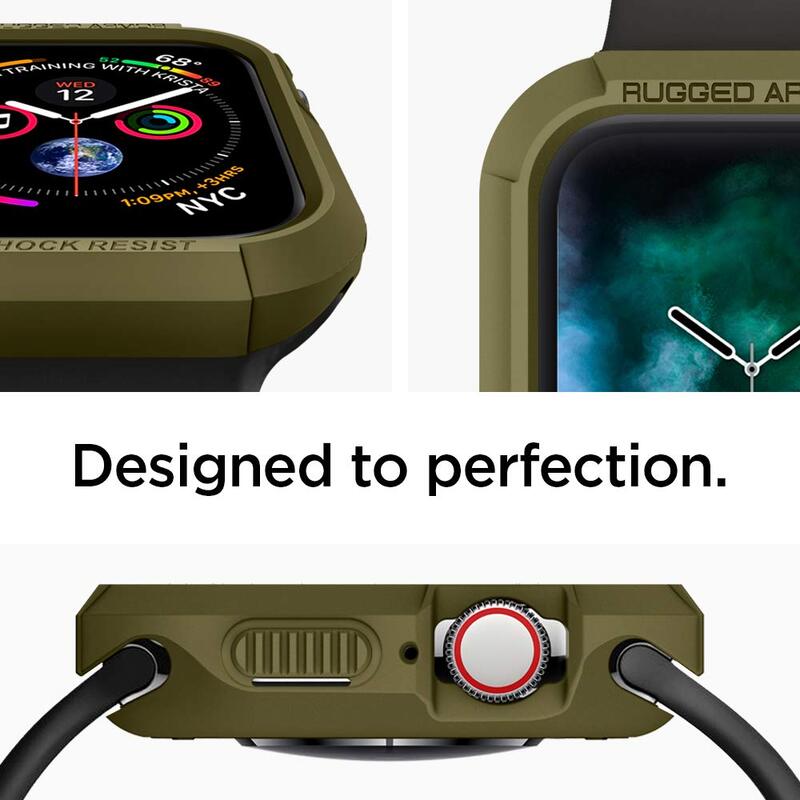 Spigen Rugged Armor Watch Case Cover for Apple Watch 44mm Series 4, Olive Green