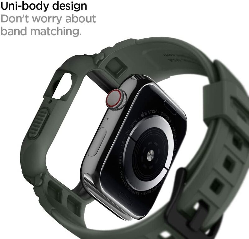 Spigen Apple Watch 40mm Series 6 / SE/5/4 TPU band with case cover Rugged Armor PRO, Military Green