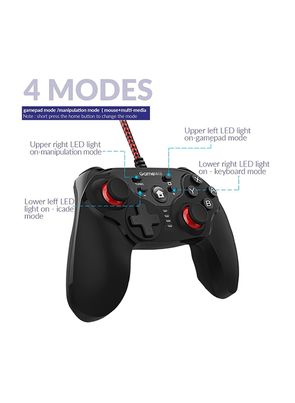 Gamewill Game Pad Wired Controller for Nintendo Switch, Black