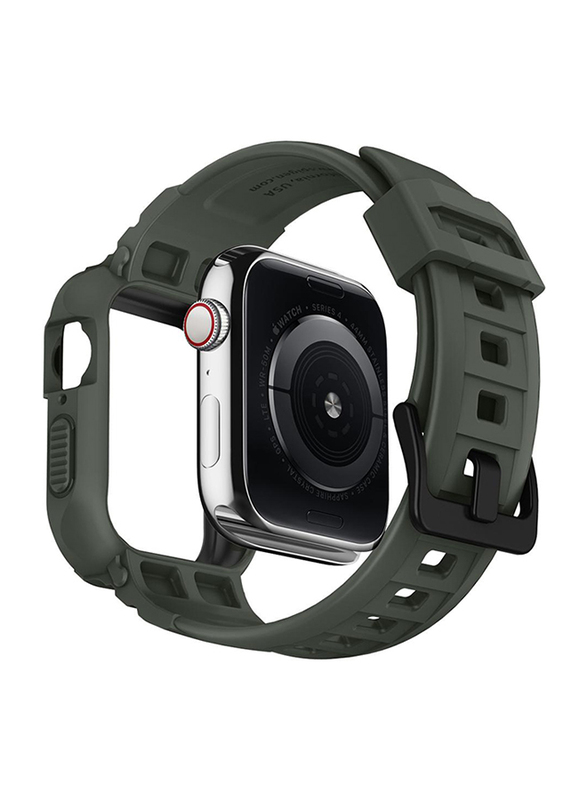 Spigen Rugged Armor Pro Watch Cover Case for Apple Watch 44mm Series 5/4, with Watch Band, Military Green