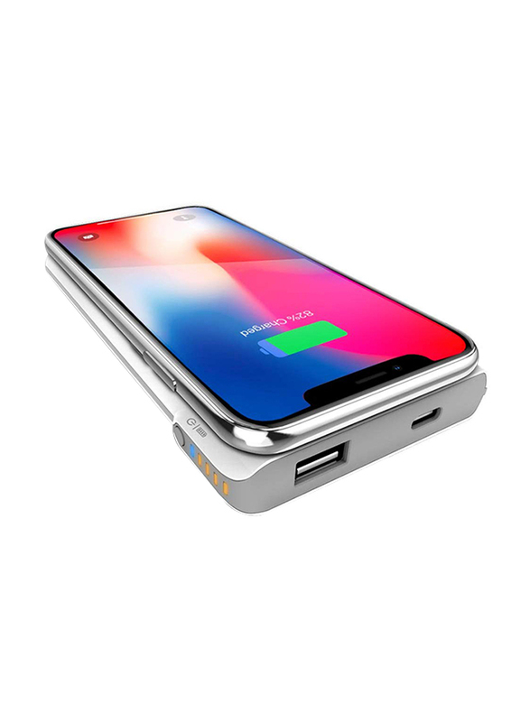 Odoyo 2in1 XC25 Wireless Charging Dock, Qi Enabled, 10W with Portable Battery Pack 6000mAh, White