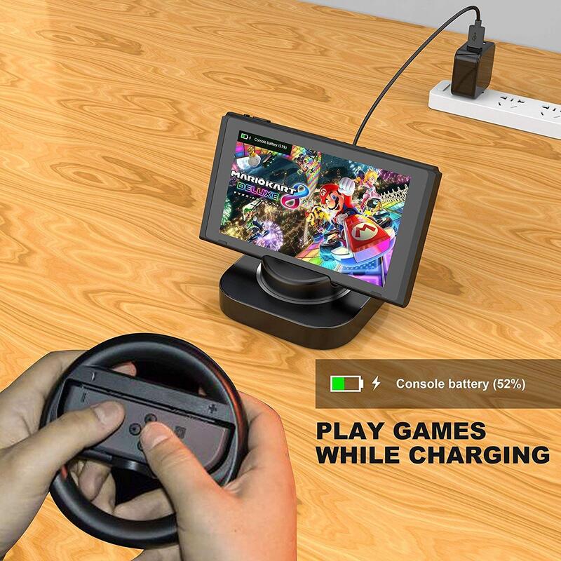 Gamewill 90° Rotating Charging Bracket for Nintendo Switch, Black