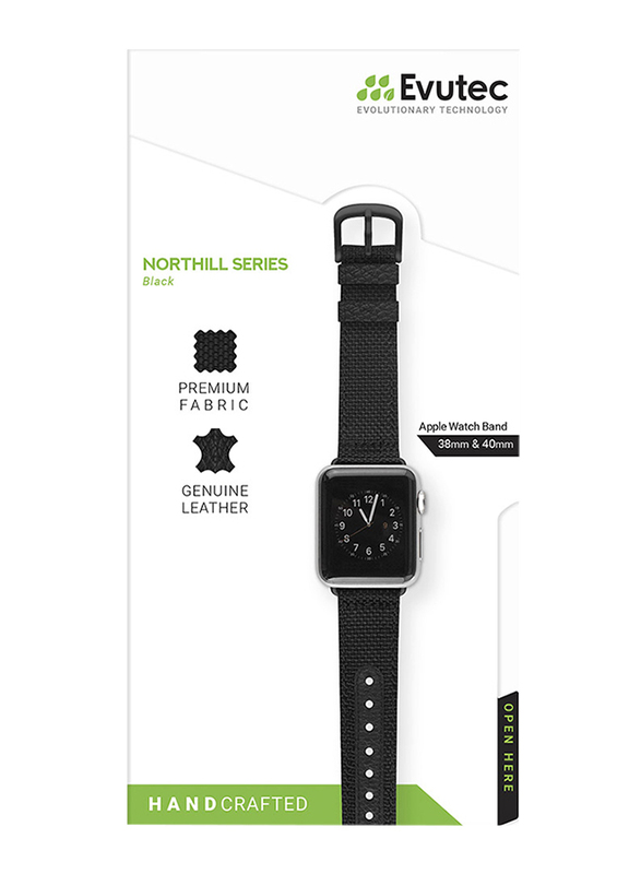 Evutec Northill Series Watch Band for Apple Watch 40mm/38mm Series 4/3/2/1, Black