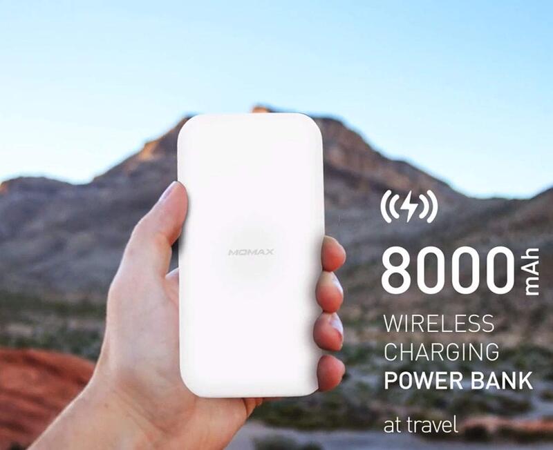 Momax Q.Power Pro 10W Wireless Charging Pad, Qi Certified Technology with 8000mAh Power Bank 18W Output, White