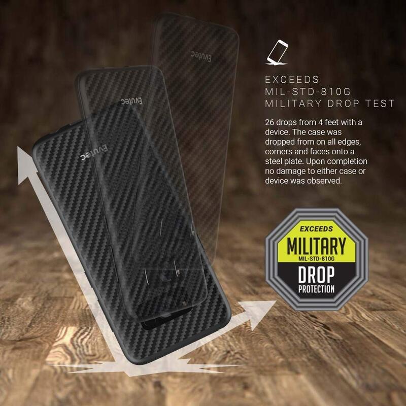 Evutec Samsung Galaxy S8 AER Series Mobile Phone Case Cover, with AFIX Air Vent Magnetic Car Mount, Karbon Black