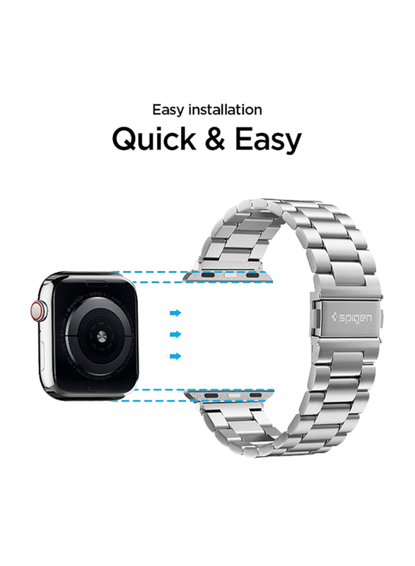 Spigen Modern Fit Watch Band for Apple Watch 44mm Series 4 and Apple Watch 42mm Series 3/2/1, Silver