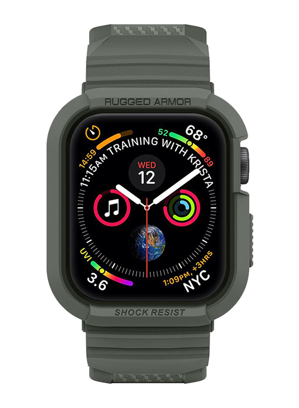 Spigen Rugged Armor Pro Watch Cover Case for Apple Watch 44mm Series 5/4, with Watch Band, Military Green