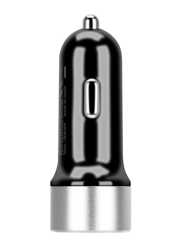 Momax UC10 Fast Car Charger, Dual Port USB with Type-C Power Deliver Plus QC 3.0, Black