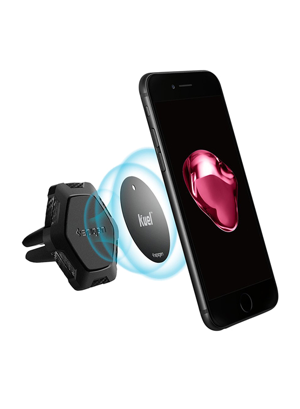 Spigen Kuel Signature QS11 Slim Magnetic Air Vent Universal Car Mount Holder for Smartphones, Black