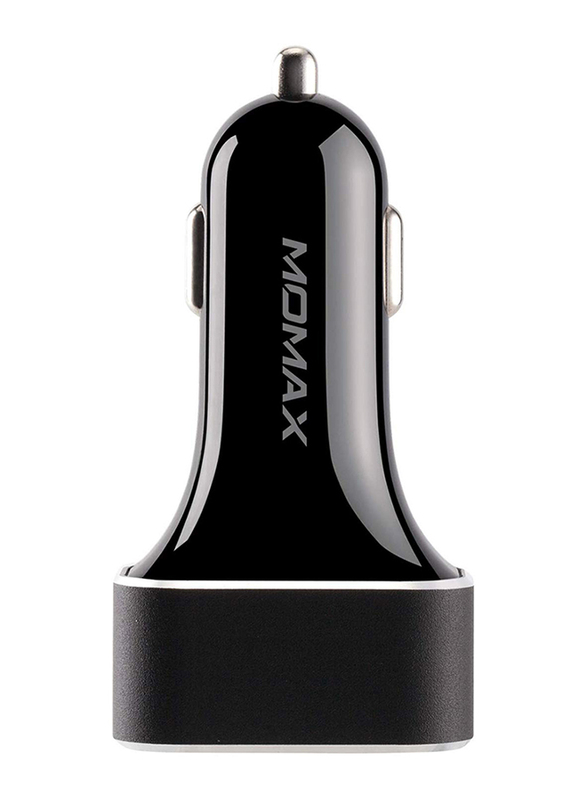Momax UC11 63W Fast Car Charger, Dual-Port QC3.0 and USB-C Power Deliver, Black