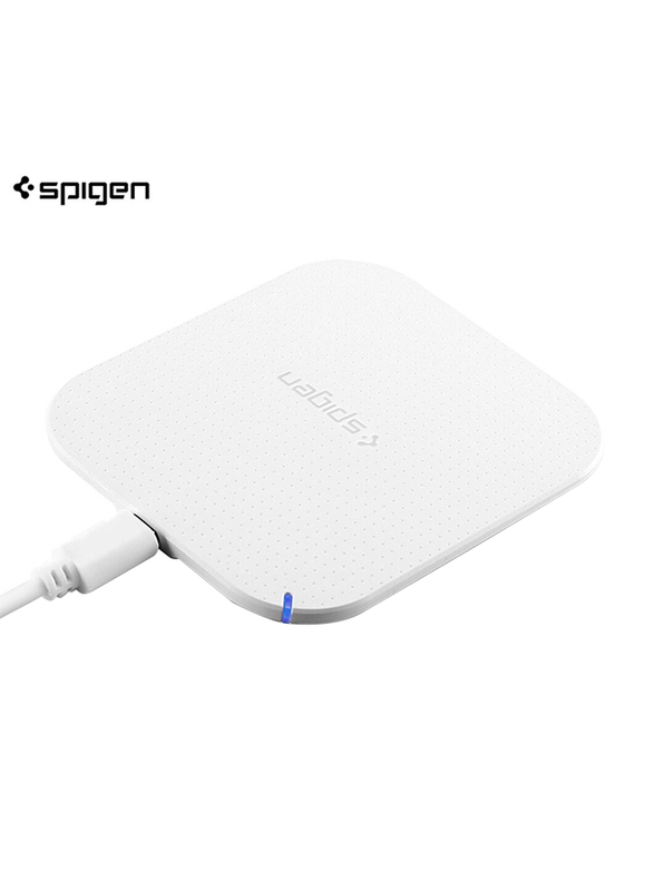Spigen Essential F302W Wireless Universal Charging Pad with Qi Technology, White