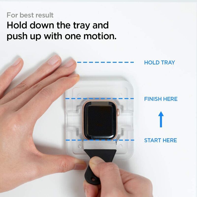 Spigen Apple Watch 40mm (Series 5 / 4) Tempered Glass Screen Protector Pro Flex EZ Fit (2-Pack) with Auto Align technology tray