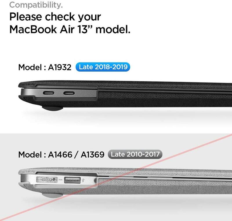 Spigen Thin Fit Case Cover for Apple MacBook Air 13 Retina 2019/2018 Release A1932, Black