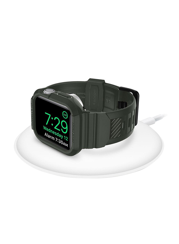 Spigen Rugged Armor Pro Watch Cover Case for Apple Watch 44mm Series 5/4, with Watch Band, Military Green