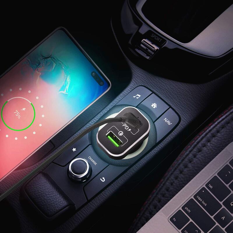 Momax UC11 63W Fast Car Charger, Dual-Port QC3.0 and USB-C Power Deliver, Black