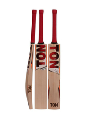 SS Ton Range Super English Willow Short Hand Cricket Bat, Beige/Red