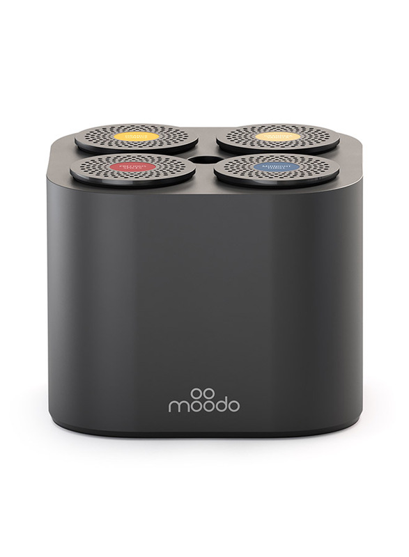 Moodo Smart and Stylish Connected Air Freshener Aroma Diffuser with Rechargeable Battery & 4 Scent Capsules, Black