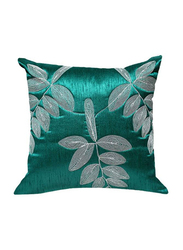 OraOnline Leaf Turquoise Decorative Cushion/Pillow, 40x40 cm