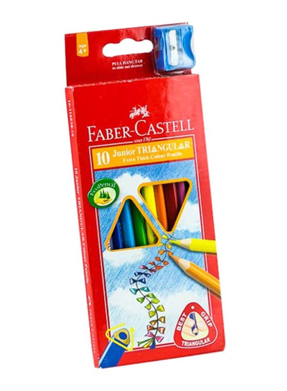 

Faber-Castell 10-Piece Junior Triangular Color Pencil Set with Sharpener, FCI116538/10, Multicolour