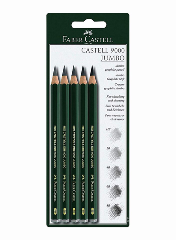 

Faber-Castell Jumbo Graphite Pencil Blister Card Set, 5 Pieces, Green