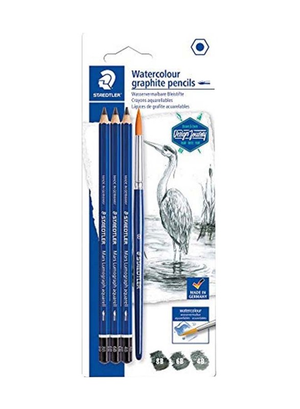 

Staedtler StaEDT Perfumeler 3-Piece Watercolour Graphite Pencil with Brush, Blue