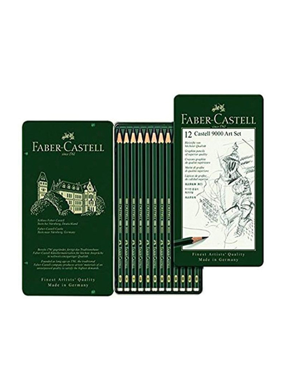 

Faber-Castell 9000 Graphite 8B - 2H Sketch Pencil Set, 12 Pieces, Grey