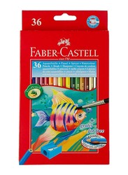 Faber-Castell 36-Piece Watercolour Pencil Set with Brush and Sharpener, FCI114437, Multicolour