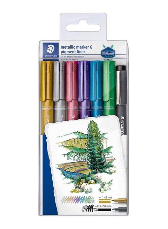 

Staedtler StaEDT Perfumeler Metallic Marker Set with Pigment Liner Pen, 6-Piece, Multicolour