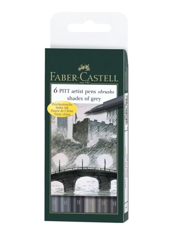 

Faber-Castell Pitt Artist Pen Set, 6-Pieces, Grey