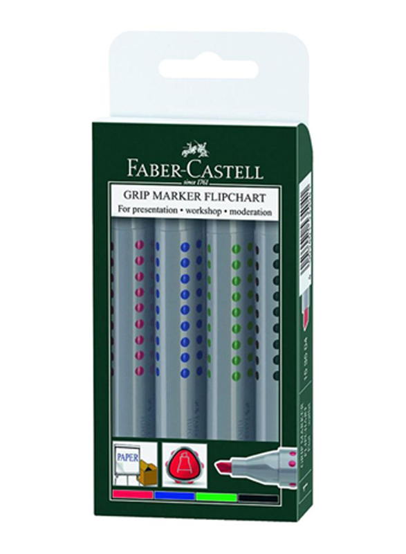 

Faber-Castell Flipchart Grip Marker Set, FB-153504, 4-Piece, Multicolour