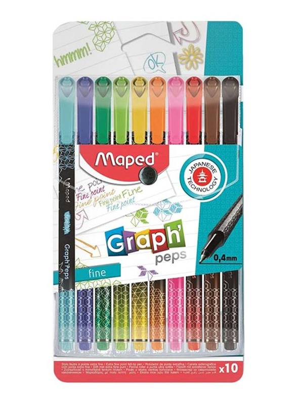 

Maped Graph' Peps Felt-Tip Fineliner Pen Set, 0.4mm, 10 Pieces, Multicolour