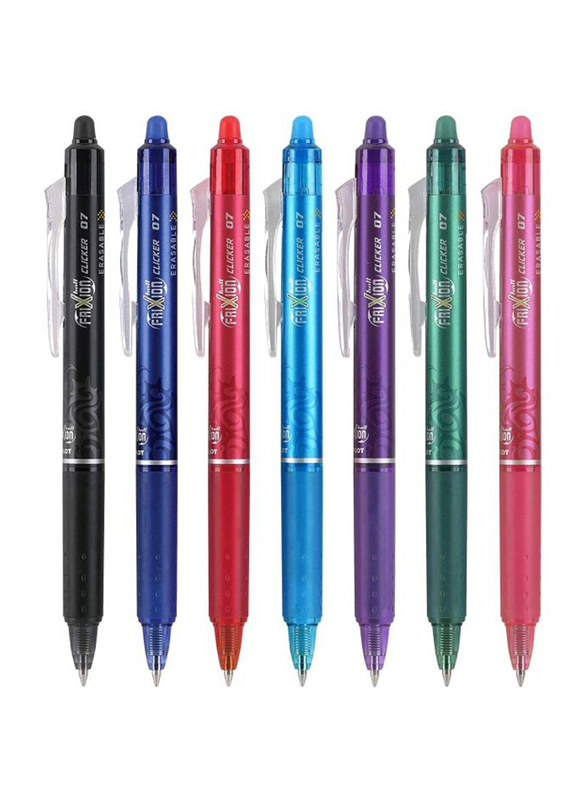 

Pilot 7-Piece FriXion Clicker Retractable Erasable Fine Ballpoint Gel Pen Set, Multicolour