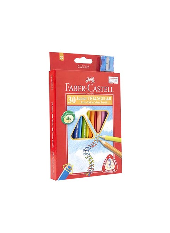 

Faber-Castell Junior Triangular Extra Thick Coloured Pencil Set with Sharpener, 30 Pieces, Multicolour
