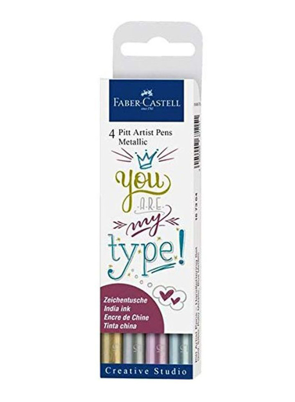 

Faber-Castell Pitt Metallic Artist Pen Set, 4-Piece, Multicolour