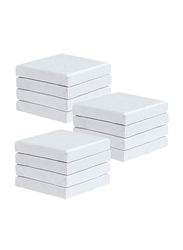 Blank Cotton Pre-Stretched Canvas Board Set, 280 GSM, 20 x 20cm, 12 Pieces, White