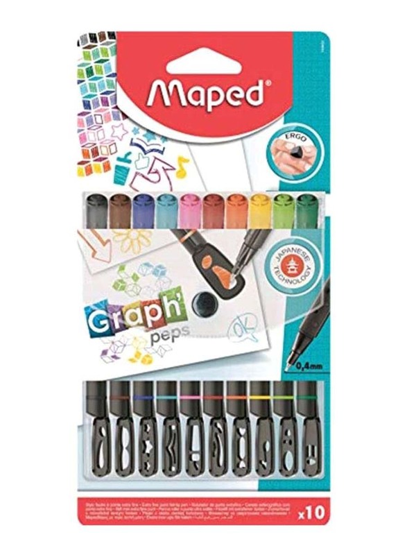 

Maped Graph Peps Stencil Mania Fine Felt Tipped Pen Set, 0.4mm, 10 Pieces, Multicolour