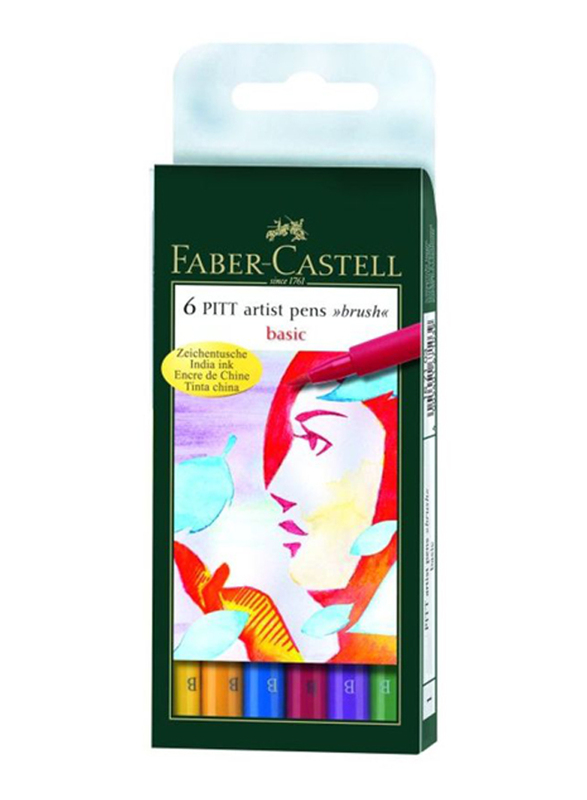 

Faber-Castell Pitt Artist Color Pen Brush Set, 167103, 6-Piece, Multicolour