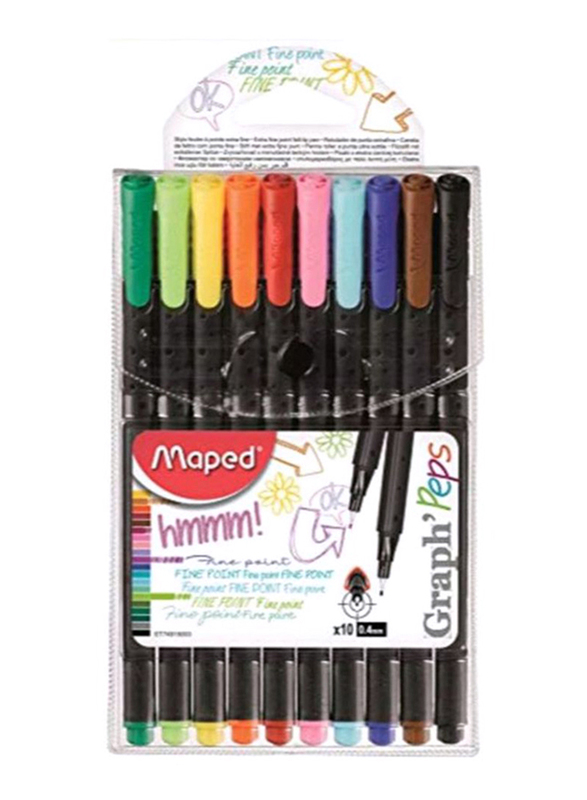 

Maped Graph'Peps Classic Fine Felt Tipped Pen Set, 10-Pieces, Multicolour