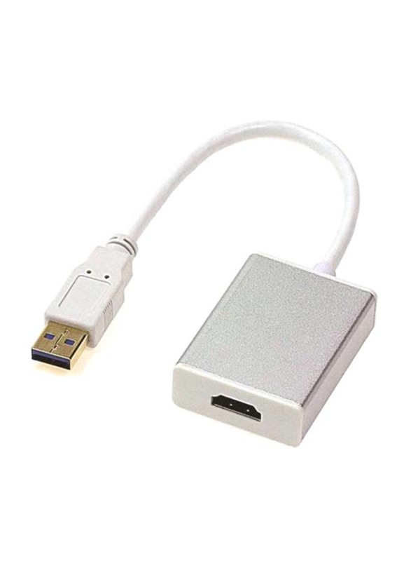 

HDMI Adapter, USB Type A 3.0 Male to HDMI with Audio Output for Laptop/PC, Silver/White