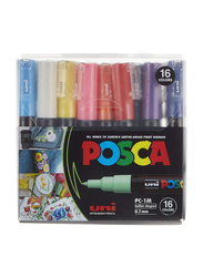 Uni Posca Water Based Paint Marker Set, 16-Piece, Multicolour