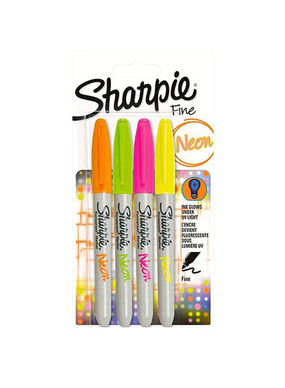 

Sharpie 4-Piece Fine Point Neon Permanent Marker Set, Multicolour