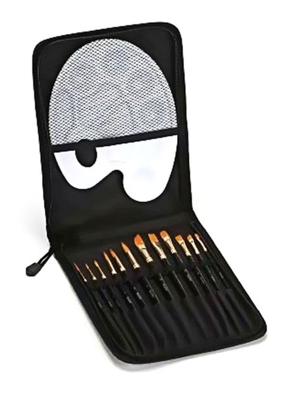 

Generic Paint Brush Set with Palette, 12 Piece, Black/Gold