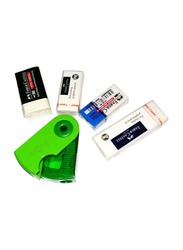 Faber-Castell 5-Piece Eraser with Sharpener Set, Green/Black