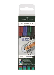 Faber-Castell 4-Piece Multimark Permanent Marker Set, Multicolour