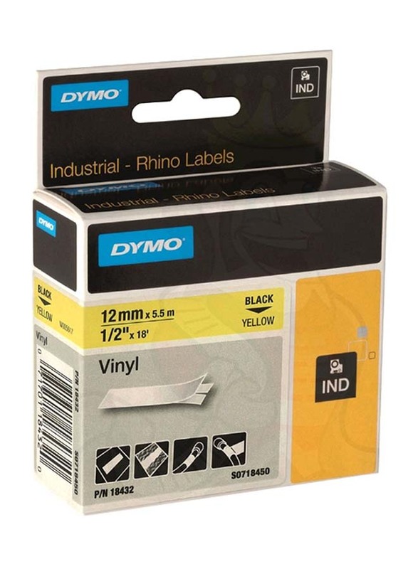 

Dymo Rhino Vinyl Label Tape, 12 x 5.5mm, Yellow