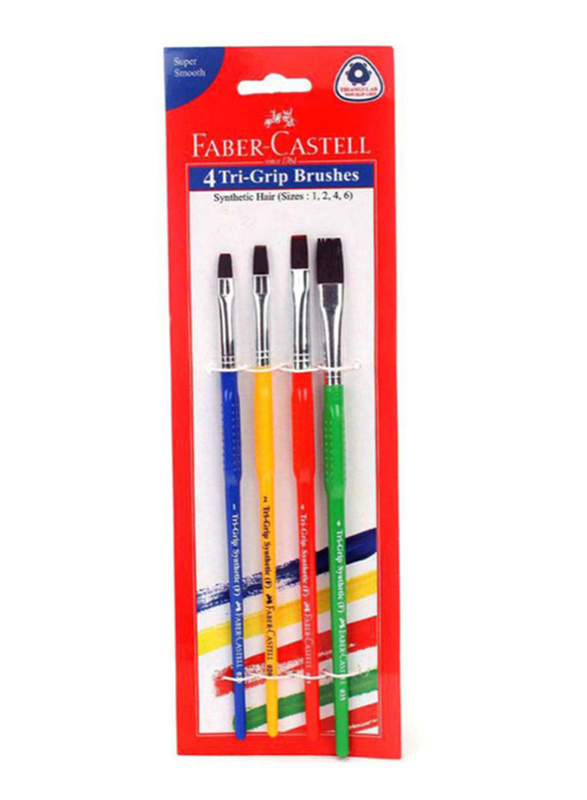 

Faber-Castell Tri Grip Flat Paint Brush Set, 4-Piece, Multicolour