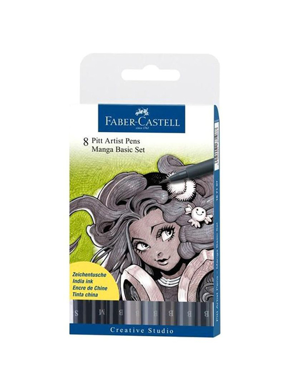

Faber-Castell Pitt Artist Pen Set, 8 Piece, Black/Grey